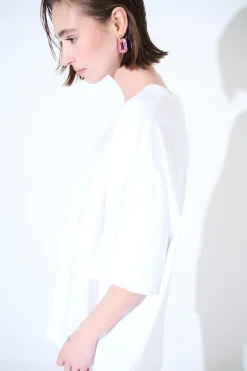 Discount KIKISIX T-SHIRT OVERSIZE LUNGA BIANCO