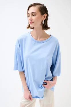 Sale KIKISIX T-SHIRT OVERSIZE LUNGA CELESTE