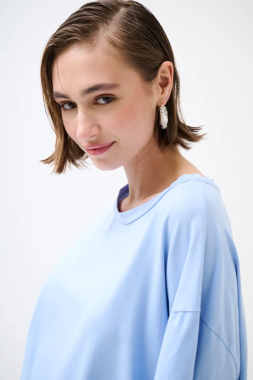 Sale KIKISIX T-SHIRT OVERSIZE LUNGA CELESTE
