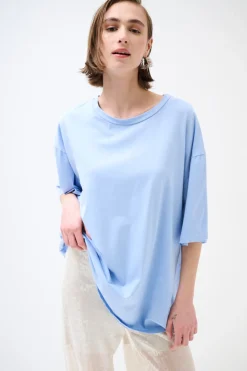 Sale KIKISIX T-SHIRT OVERSIZE LUNGA CELESTE