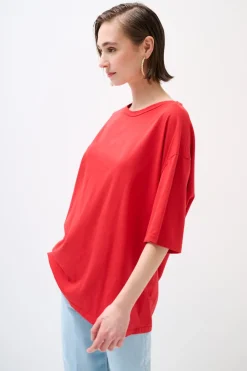 Hot KIKISIX T-SHIRT OVERSIZE LUNGA ROSSO