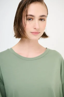 Best KIKISIX T-SHIRT OVERSIZE LUNGA VERDE MILITARE