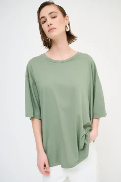 Best KIKISIX T-SHIRT OVERSIZE LUNGA VERDE MILITARE