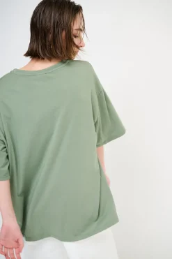 Best KIKISIX T-SHIRT OVERSIZE LUNGA VERDE MILITARE