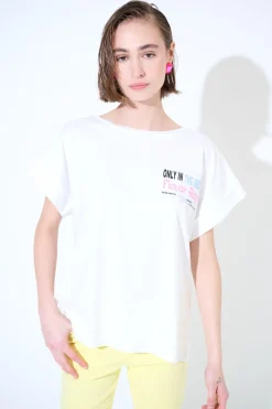 Best KIKISIX T-SHIRT SCRITTA FLOWER SHOP DAV. STAMPA SUL DT BIANCO