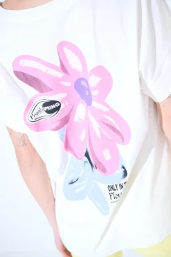 Best KIKISIX T-SHIRT SCRITTA FLOWER SHOP DAV. STAMPA SUL DT BIANCO