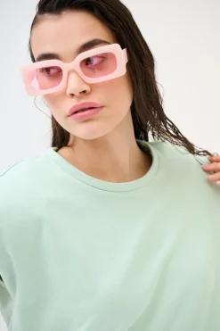 Discount KIKISIX T-SHIRT SPALLINE FELPA CON STAMPA MENTA