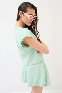 Discount KIKISIX T-SHIRT SPALLINE FELPA CON STAMPA MENTA