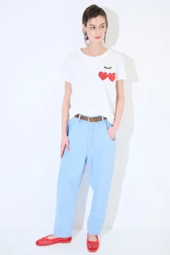 Clearance KIKISIX T-SHIRT STAMPA CILIEGIA BIANCO