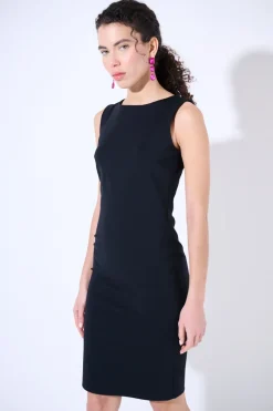 Best KIKISIX TUBINO SMANICATO MIDI NERO