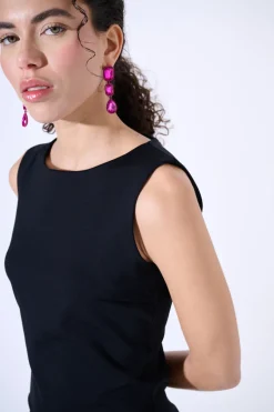 Best KIKISIX TUBINO SMANICATO MIDI NERO