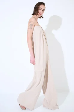 Sale KIKISIX TUTA OVER FASCIA CON BOTTONE TENCELL SABBIA