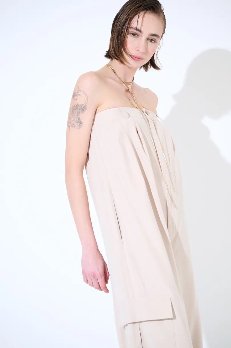 Sale KIKISIX TUTA OVER FASCIA CON BOTTONE TENCELL SABBIA