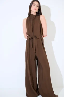 Best KIKISIX TUTA PALAZZO CON FIOCCO DIETRO COFFEE